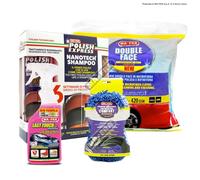 Kit Lavaggio Auto Esterno Nanotech Full: Shampoo Polish+Cera+Pad+Panno - KT085