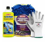 Kit Lavaggio Auto Mafra Con Shampoo, Guanto Double Face e Guanti Da Lavoro