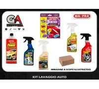 Kit Lavaggio auto pulizia interni esterno 3 panni spugna lucida cerchi Mafra