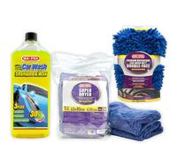 Kit Lavaggio Auto Shampoo e Cera con Guanto Microfibra e Panno Super Dryer Mafra