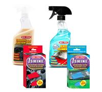 KIT LAVAGGIO PULIZIA PLASTICHE INTERNI E VETRI AUTO KIT 2 PANNI PRODOTTI MA-FRA