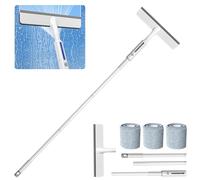 Kit Lavavetri,Lavavetri Professionale per Vetro,Trgivetro per Doccia Silicone,con 3 Panni in Microfibra,Professionale Pulizia Vetri,per La Pulizia di Finestre Alte Interne ed Esterne.