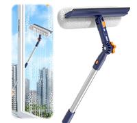 Kit Lavavetri,Sonwaha Lavavetri Telescopico con 1 Spazzola per la Pulizia Delle Finestre e Testa Rotante a 180° Manico Lungo 120cm Adatto per Case Uffici Veicoli e Pareti di Vetro Blu