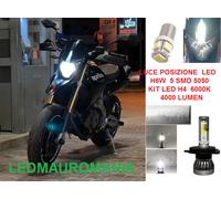 KIT LED Aprilia Dorsoduro H4 Lampada Faro Slim Luci Posizione H6W 12V 6000K PV