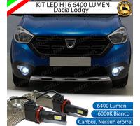 KIT LED FENDINEBBIA H16 LED CANBUS DACIA LODGY 6000K 6400 LUMEN NO ERRORE