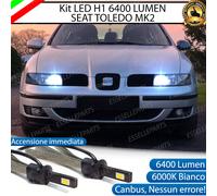 KIT LED H1 SEAT TOLEDO MK2 ABBAGLIANTE ACCENSIONE RAPIDA 6400 LUMEN XENON 6000K