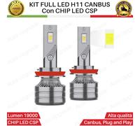 KIT LED H11 6000K BIANCO CANBUS XENON 19000 LUMEN NUOVO MODELLO CHIP CSP LUMILED