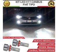 KIT LED H11 6000K CANBUS XENON 19000 LM LUMEN FENDINEBBIA PER FIAT TIPO