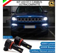 KIT LED H11 JEEP COMPASS MK2 CON FARI A PARABOLA ANABBAGLIANTI 6000 LUMEN 6000K