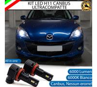KIT LED H11 PER MAZDA 3 MK2 ANABBAGLIANTI 6000 LUMEN 6000K BIANCO CANBUS