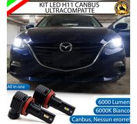 KIT LED H11 PER MAZDA 3 MK3 ANABBAGLIANTI 6000 LUMEN 6000K BIANCO CANBUS