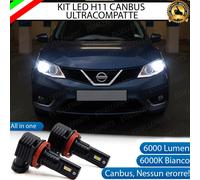 KIT LED H11 PER NISSAN PULSAR ANABBAGLIANTI 6000 LUMEN 6000K BIANCO CANBUS