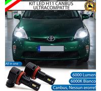 KIT LED H11 PER TOYOTA PRIUS MK3 ANABBAGLIANTI 6000 LUMEN 6000K BIANCO CANBUS