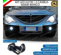 KIT LED H27W / 2 CANBUS 6000K BIANCO 7000 LUMEN FENDINEBBIA PER SSANGYONG ACTYON