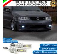 KIT LED H3 FENDINEBBIA VOLKSWAGEN POLO 6N1 6N2 CANBUS BIANCO 10000LUMEN NO ERROR