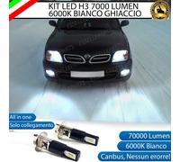 KIT LED H3 PER NISSAN MICRA MK2 II CANBUS 7000 LUMEN 6000K BIANCO FENDINEBBIA