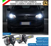 KIT LED H4 16000 LUMEN VOLKSWAGEN UP DAL 2017 6000K BIANCO CANBUS NO ERRORE
