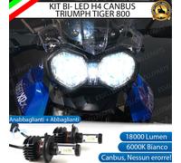 KIT LED H4 6000K TRIUMPH TIGER 800 18000 LUMEN CANBUS XENO XENON NO AVARIA LUCI