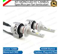 KIT LED H7 6500K FULL CANBUS XENON 12000LM LUMEN MONO LED MONOLED X LENTICOLARE