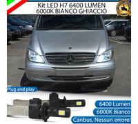 KIT LED H7 CANBUS MERCEDES VITO W639 FINO A 2010 6000K 6400 LUMEN ABBAGLIANTI