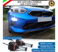 KIT LED H8 6000K CANBUS XENON 9800 LM LUMEN FENDINEBBIA PER KIA CEED MK3 CEE'D