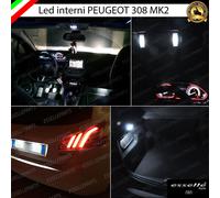 KIT LED INTERNI ABITACOLO COMPLETO PEUGEOT 308 MK2 CANBUS + LUCI TARGA LED 6000K