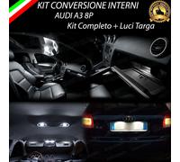 KIT LED INTERNI AUDI A3 8P COMPLETO + LUCI TARGA A LED 6000K BIANCO fino al 2008