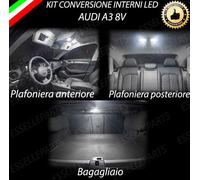 KIT LED INTERNI AUDI A3 8V PLAFONIERA ANTERIORE + POSTERIORE + BAGAGLIAIO 6000K