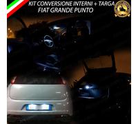 KIT LED INTERNI FIAT GRANDE PUNTO PLAFONIERA ANTERIORE + LUCE BAGAGLIAIO + TARGA