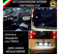 KIT LED INTERNI FIAT PANDA 312 + LUCI TARGA LED CANBUS 6000K PLAFONIERA DOPPIA