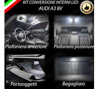 KIT LED INTERNI PER AUDI A3 8V PLAFONIERA ANTERIORE+POSTERIORE+PORTAOGGETTI+BAG