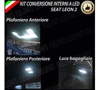 KIT LED INTERNI SEAT LEON 2 II PLAFONIERA ANT+POST+BAGAGLIAIO 6000K