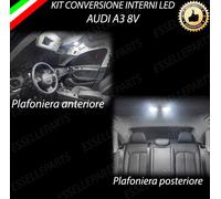 KIT LED INTERNI SPECIFICO AUDI A3 8V PLAFONIERA ANTERIORE + POSTERIORE CANBUS