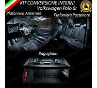 KIT LED INTERNI VW POLO 5 6R PLAFONIERA ANTERIORE.+ POSTERIORE +BAGAGLIAIO 6000K