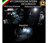 KIT LED INTERNI VW SCIROCCO PLAFONIERA ANTERIORE+POSTERIORE+BAGAGLIAIO 6000K