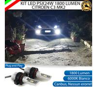 KIT LED PSX24W CITROEN C3 MK2 FENDINEBBIA 1800 LUMEN CANBUS 6000K BIANCO