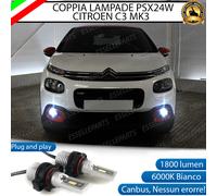 KIT LED PSX24W CITROEN C3 MK3 FENDINEBBIA 1800 LUMEN CANBUS 6000K BIANCO