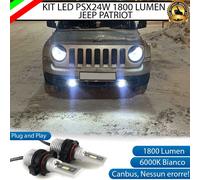 KIT LED PSX24W JEEP PATRIOT DAL 2010 IN POI FENDINEBBIA 1800 LUMEN CANBUS 6000K