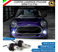 KIT LED PSX24W MINI F55 F56 LUCI DIURNE DRL 1800 LUMEN CANBUS 6000K BIANCO