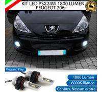 KIT LED PSX24W PEUGEOT 206+ 206 + FENDINEBBIA 1800 LUMEN CANBUS 6000K BIANCO