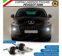 KIT LED PSX24W PEUGEOT 5008 FENDINEBBIA 1800 LUMEN CANBUS 6000K BIANCO