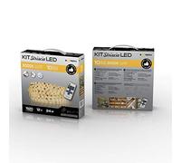 KIT LED Strip 10 Metri 24W - Luce Calda 3000K + telecomando multifunzione + alimentatore certificato TUV-GS - Adesivo 3M 9080A