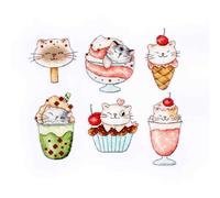 Kit Letistitch a punto croce contato "Kit di 6 pezzi Sommer Kitties", 7x10cm. ",