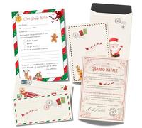 Kit Lettera Babbo Natale Bambini | Lettera per Babbo Natale da Scrivere + Risposta di Babbo Natale + 2 Buste | Set Lettera a Babbo Natale