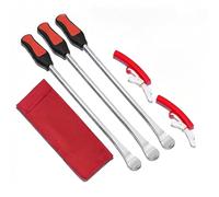 Kit Leve Smontagomme 3 Pezzi in Acciaio + 2 Protezioni Cerchio | Leva a Cucchiaio Cambio Pneumatici Moto, Auto, Bici | Attrezzi per Riparazione e Montaggio Gomme | Robuste, Sicure, Portatili