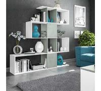 KIT LIBRERIA ZIG-ZAG DESIGN cm 145X29X145H BIANCO/CEMENTO