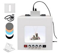 Kit light box per gioielli con piatto girevole motorizzato, studio fotografico girevole a 360° per pietre preziose, luci LED regolabili da 3000K a 5500K, CRI>92, include supporto per telefono e sfon
