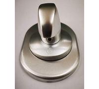 Kit limitatore per porte blindate finitura alluminio anodizzato argento F1 KIT 5030 BARIKF1 con pomello a mezzaluna completo di rosetta da mm.46, piastrina cod.4300 mm.82x62