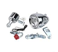 Kit luce dinamo per bicicletta, generatore AC 12V 6W con faro e fanale posteriore, sistema di alimentazione ad attrito in lega di alluminio per ciclismo