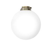 Kit Luce Vetro Bianco Sfera Grande Con Portalampada Ottone Brunito